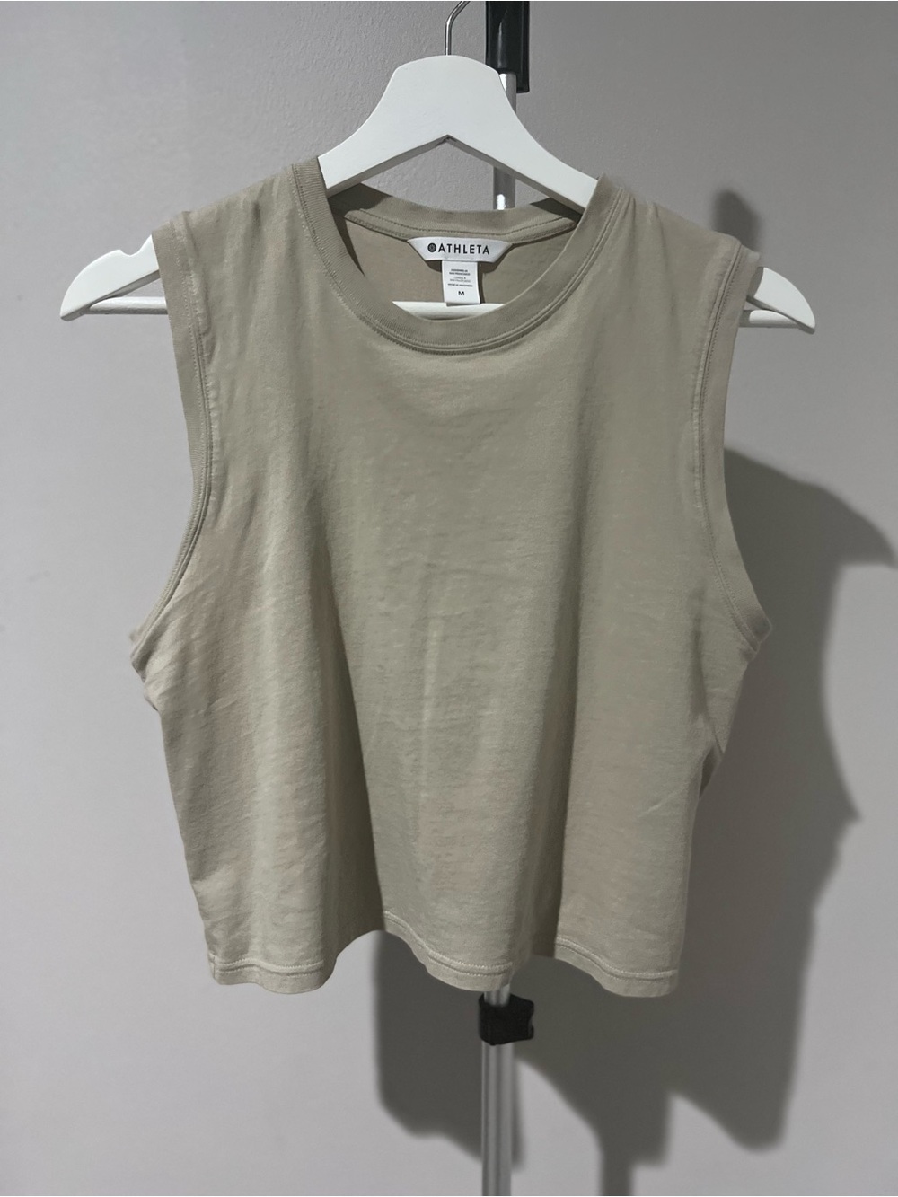 Athleta Sleeveless Muscle Tee in Olive Taupe